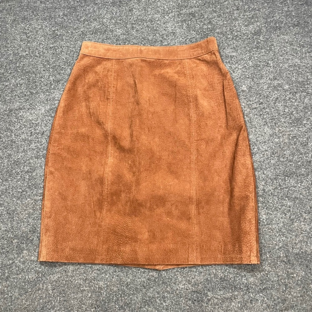 Vintage Suede Pencil Skirt Womens Size 26  Brown A Line Lined Y2K 90's Western
